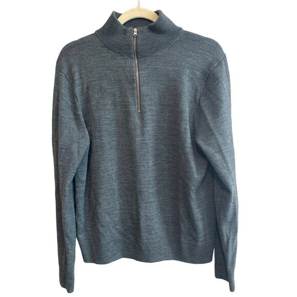 J.Crew Quarter Zip Wool Sweater Blue Gray Size Medium - Picture 1 of 5